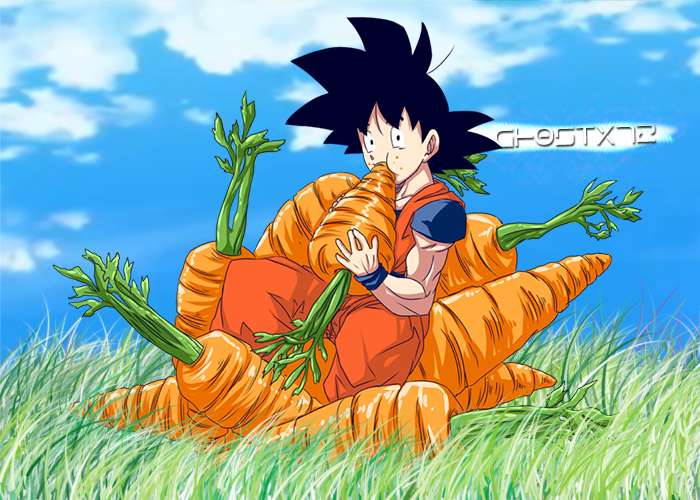 Goku comiendo.